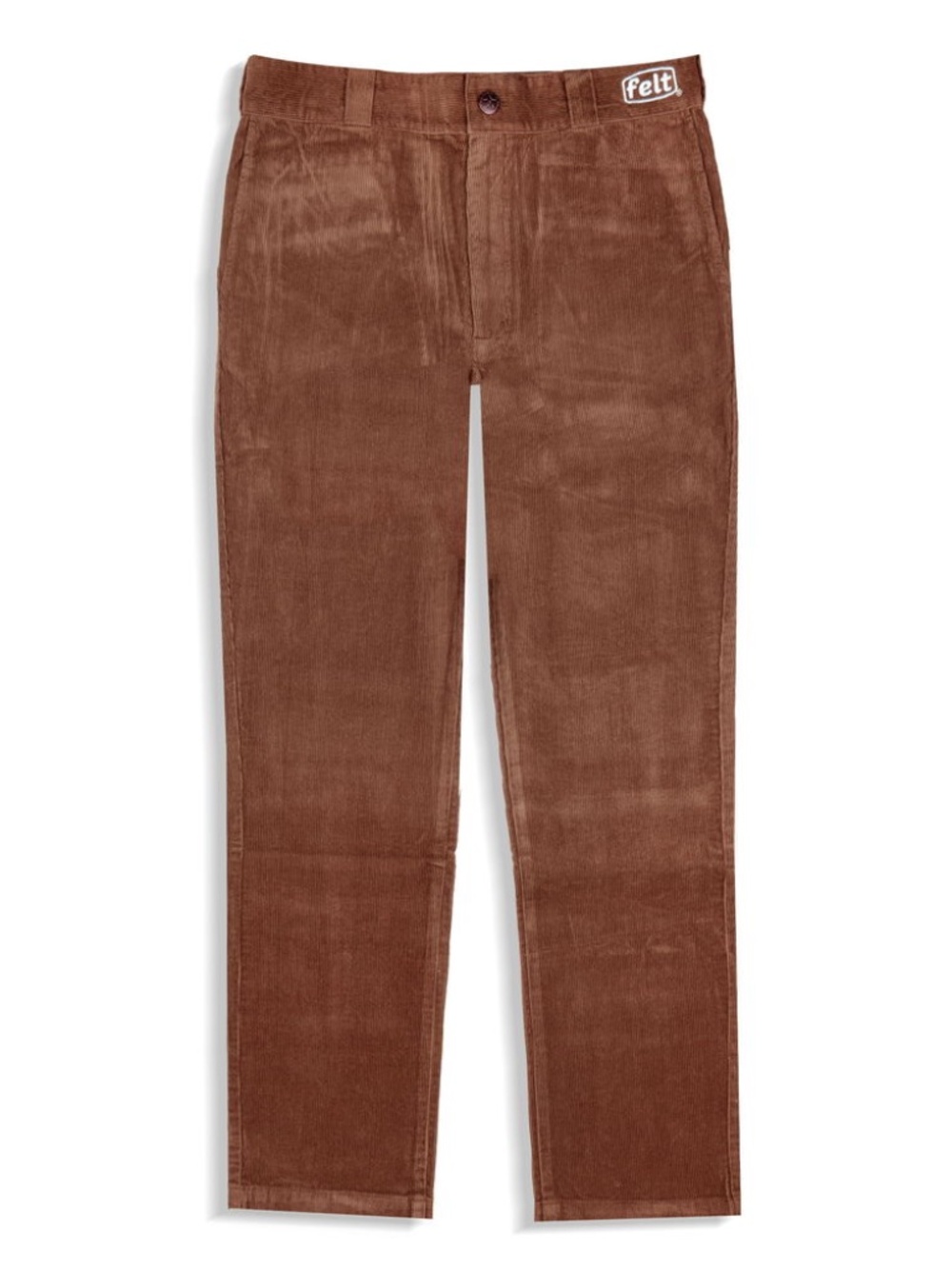 Felt Cord Work Logo Pants - Brown, X-Large